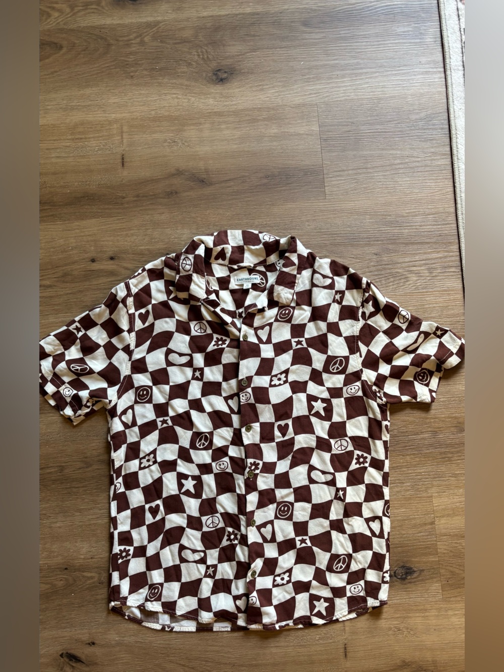 EARTHBOUND Brown & Cream Checkerboard Short Sleeve Shirt